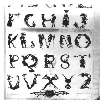 Teuflisches Alphabet, graviert von Delannois, 1825 (Detail) von Delaporte